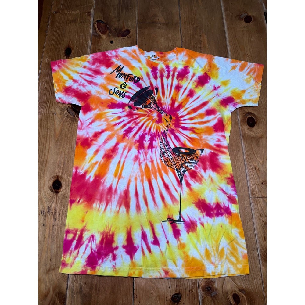 Mumford & Sons Tie Dye Concert T-Shirt Orange Pink Yellow Bay Island Mens Medium